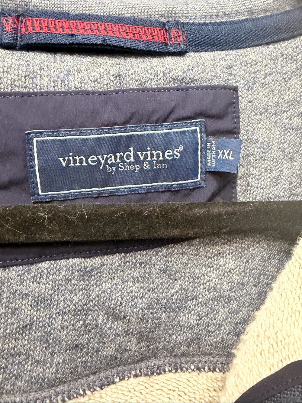 Vineyard Vines Heathered Blue Quarter-Zip Pullover with Dark Blue Yoke